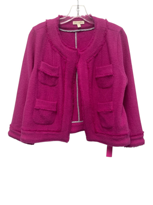 Ann Mashburn Size M Purple Wool Long Sleeve Fringe Textured Open Jacket Purple / M
