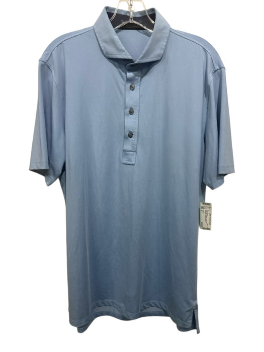 Greyson Size M Light blue Synthetic Solid Polo Athleisure Men's Short Sleeve Light blue / M