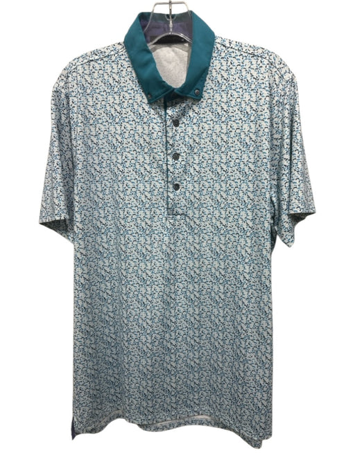 Greyson Size M White & Blue Synthetic Wolves Athletic Polo Men's Short Sleeve White & Blue / M
