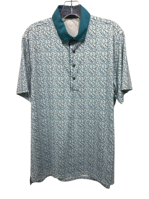 Greyson Size M White & Blue Synthetic Wolves Athletic Polo Men's Short Sleeve White & Blue / M