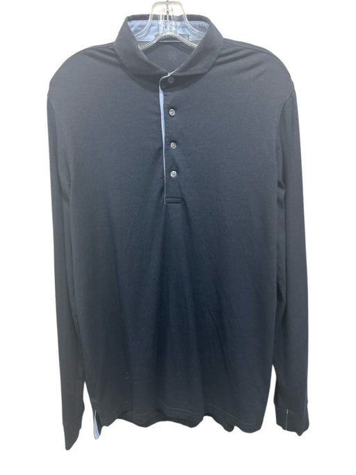 Greyson Size M Black Synthetic Heathered Athletic Polo Men's Long Sleeve Shirt Black / M