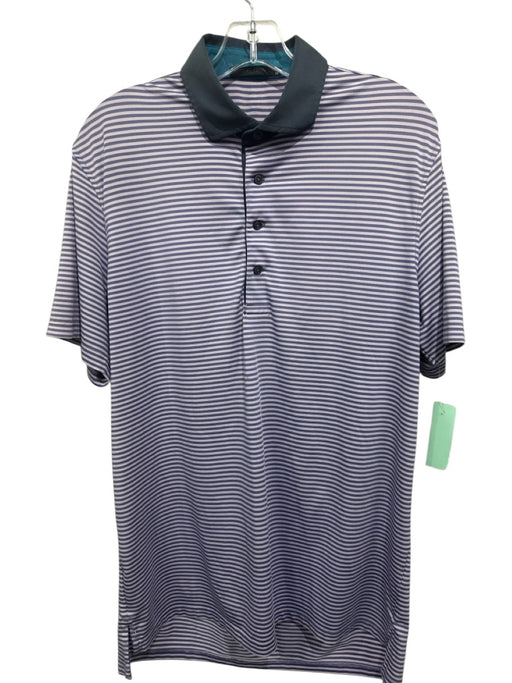 Greyson Size M Pink & Gray Synthetic Striped Athletic Polo Men's Short Sleeve Pink & Gray / M