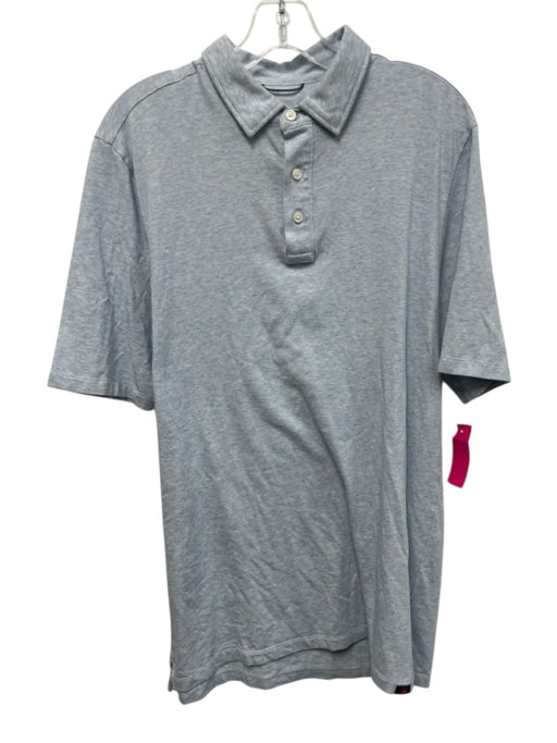 Faherty Size MT Blue Cotton Blend Solid Polo Men's Short Sleeve Blue / MT