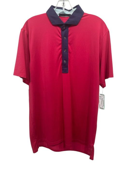 Greyson Size M Red & Blue Synthetic Solid Polo Athleisure Men's Short Sleeve Red & Blue / M
