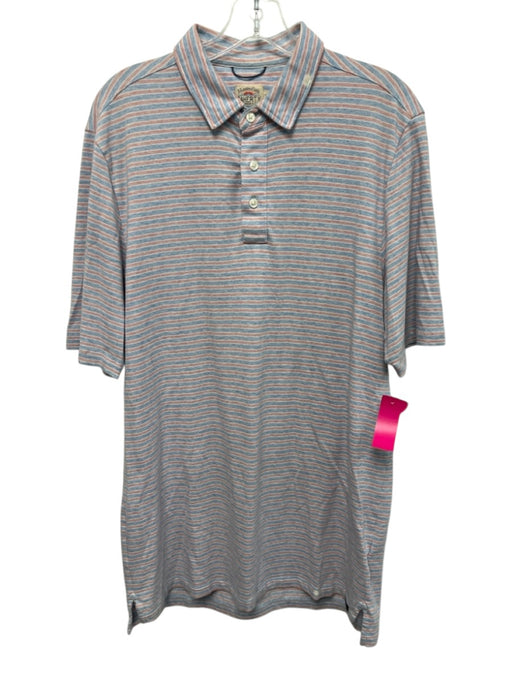 Faherty Size MT Blue & Red Cotton Striped Polo Men's Short Sleeve Blue & Red / MT