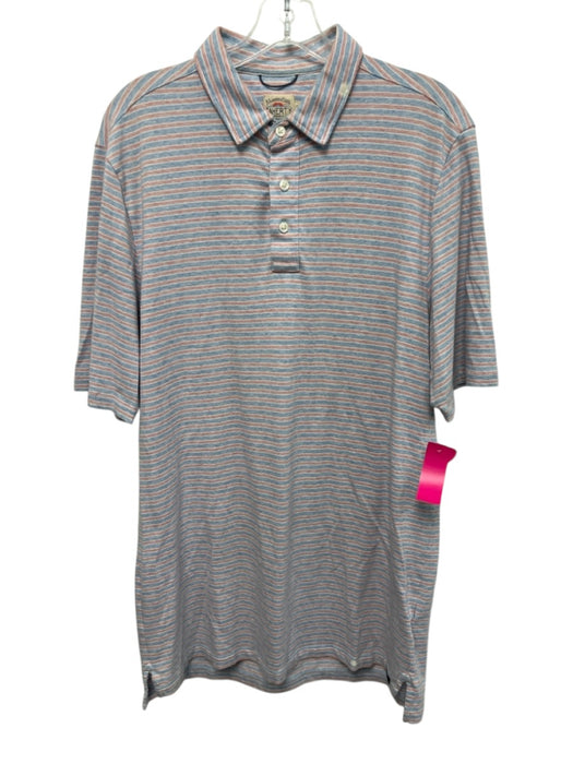 Faherty Size MT Blue & Red Cotton Striped Polo Men's Short Sleeve Blue & Red / MT