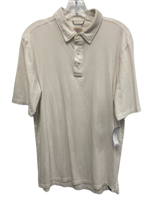 Faherty Size MT White Cotton Blend Solid Polo Men's Short Sleeve White / MT