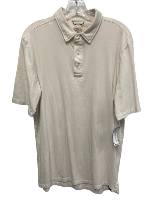 Faherty Size MT White Cotton Blend Solid Polo Men's Short Sleeve White / MT