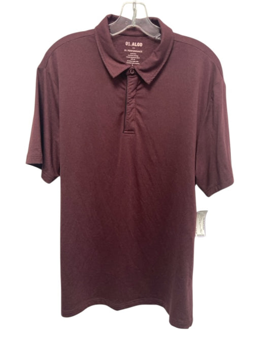 01 algo Size L Dark Red Synthetic Heathered Athletic Polo Men's Short Sleeve Dark Red / L