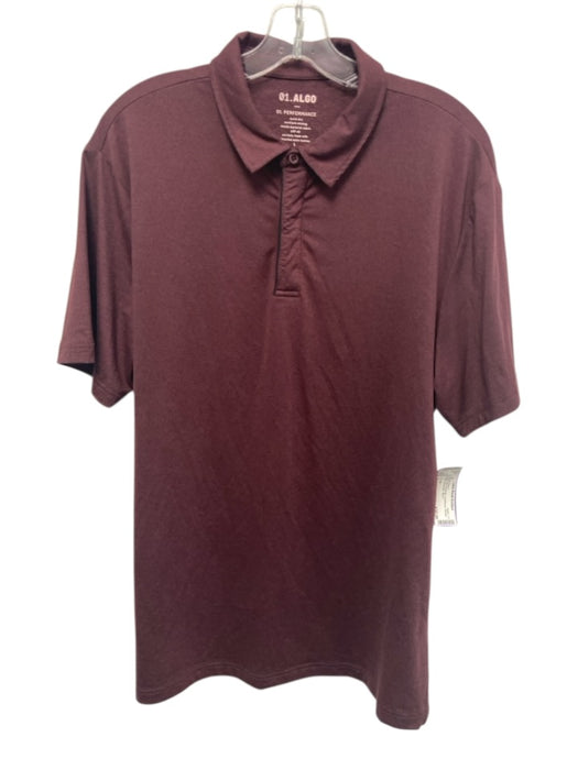 01 algo Size L Dark Red Synthetic Heathered Athletic Polo Men's Short Sleeve Dark Red / L