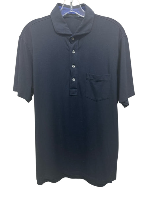 Greyson Size M Dark Navy Cotton Blend Solid Polo Athleisure Men's Short Sleeve Dark Navy / M