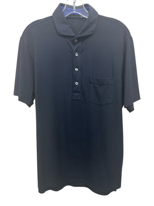 Greyson Size M Dark Navy Cotton Blend Solid Polo Athleisure Men's Short Sleeve Dark Navy / M