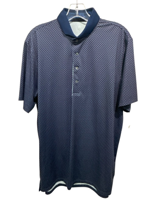Greyson Size M Navy & Blue Synthetic Dots Polo Athleisure Men's Short Sleeve Navy & Blue / M