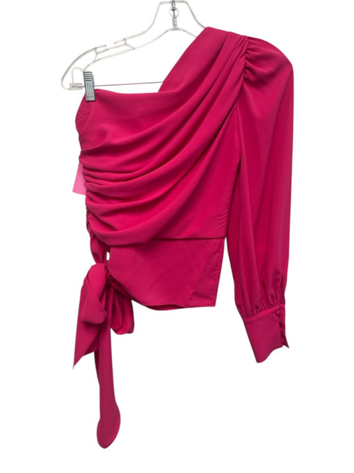 Amanda Uprichard Size XS Hot pink Polyester One Shoulder Ruched Detail Top Hot pink / XS