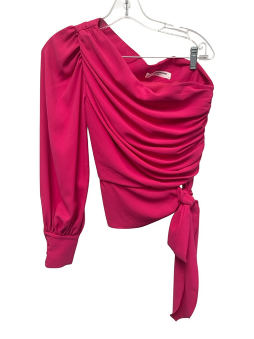 Amanda Uprichard Size XS Hot pink Polyester One Shoulder Ruched Detail Top Hot pink / XS