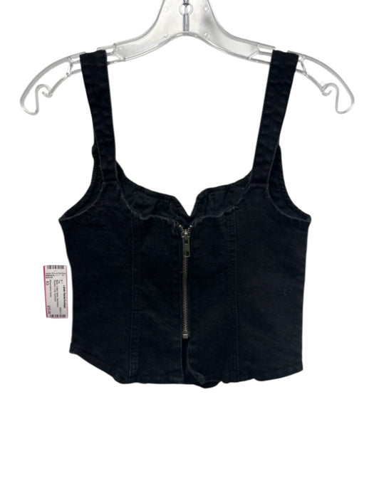 Reformation Jeans Size XS Black Cotton Denim Sleeveless Studded Crop Top Black / XS