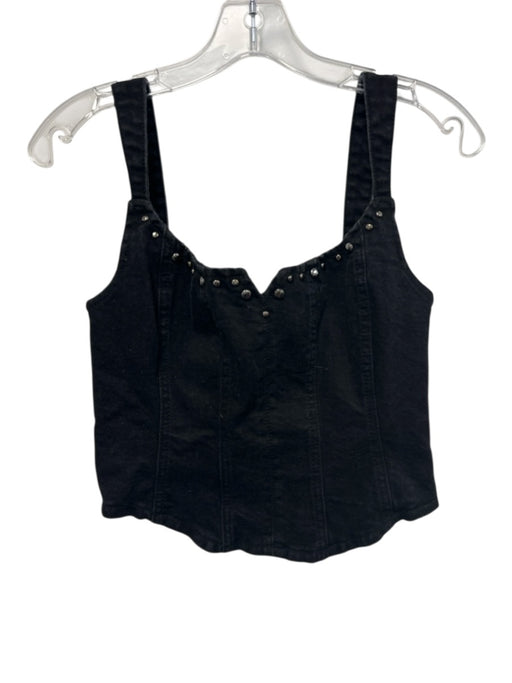 Reformation Jeans Size XS Black Cotton Denim Sleeveless Studded Crop Top Black / XS