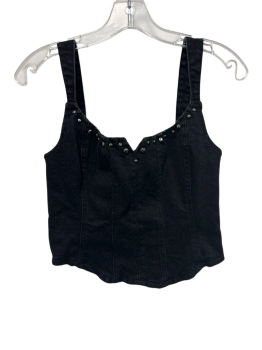 Reformation Jeans Size XS Black Cotton Denim Sleeveless Studded Crop Top Black / XS
