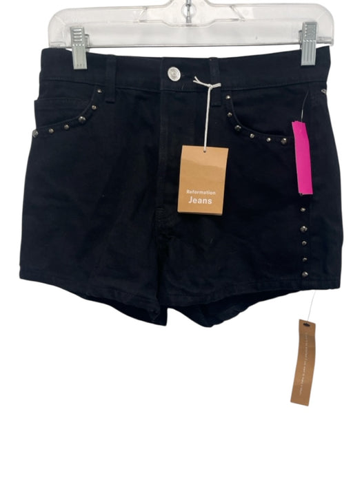 Reformation Jeans Size 25 Black Cotton Denim Button Fly Studded Shorts Black / 25