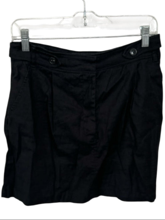 Maeve Size 10P Black Linen High Waist Pleat Detail Shorts Black / 10P