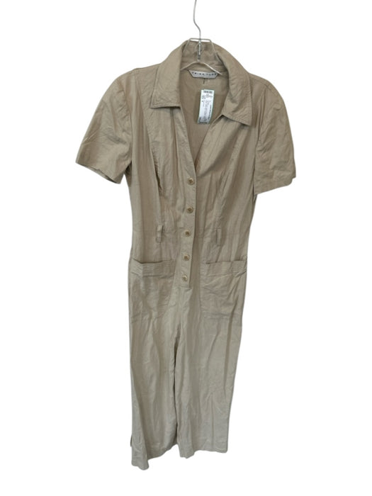 Trina Turk Size 4 Tan & multi Linen & Rayon Short Sleeve Sash Wide Leg Jumper Tan & multi / 4