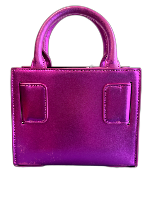Brandon Blackwood Magenta Leather Metallic Crossbody Strap Double Handle Bag Magenta / Mini
