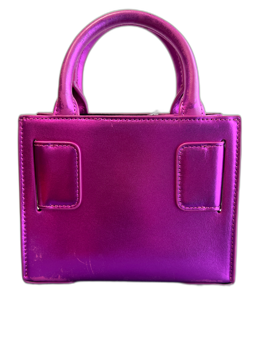 Brandon Blackwood Magenta Leather Metallic Crossbody Strap Double Handle Bag Magenta / Mini