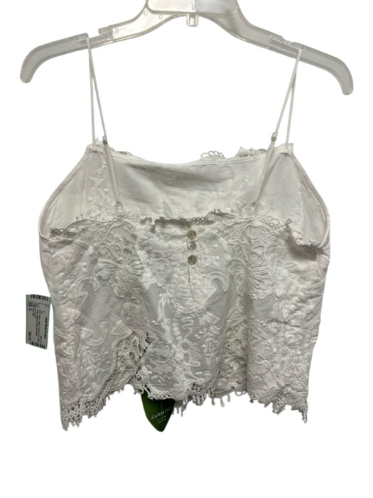 Farm Rio Size S White Cotton Crochet Lace Button Detail Spaghetti Strap Top White / S