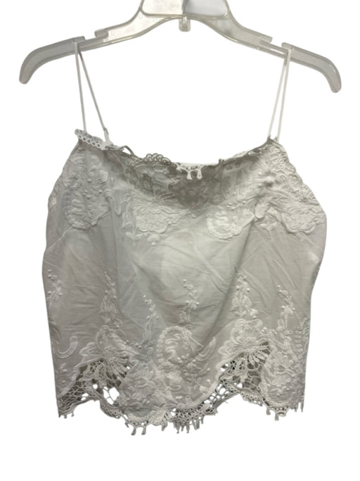Farm Rio Size S White Cotton Crochet Lace Button Detail Spaghetti Strap Top White / S