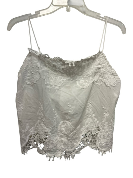 Farm Rio Size S White Cotton Crochet Lace Button Detail Spaghetti Strap Top White / S