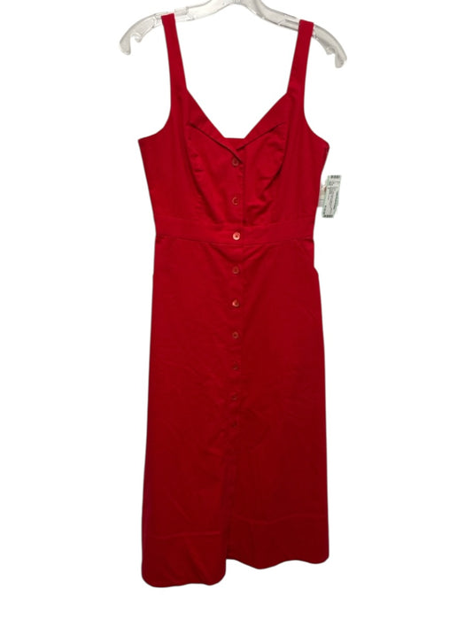 Equipment Femme Size 2 Red Cotton Blend Button Down Sleeveless Midi Dress Red / 2