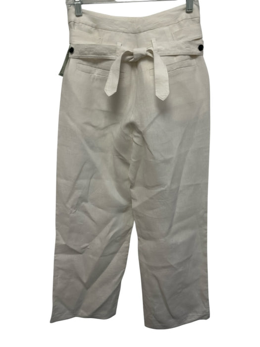 Marissa Webb Size 4 White Linen Wrap High Rise Sash Wide Leg Pants White / 4