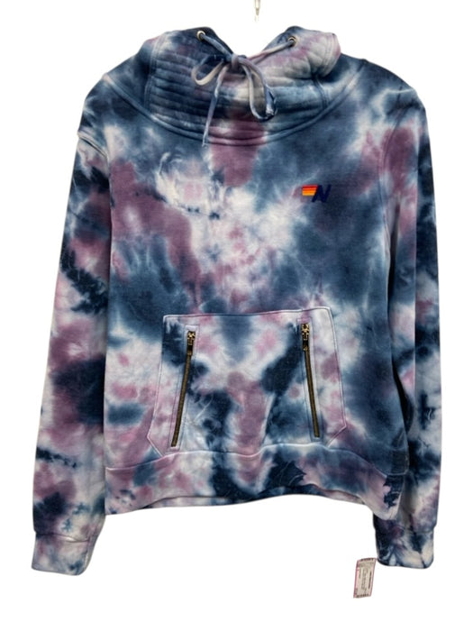 Aviator Nation Size S White, Blue & Purple Cotton Blend Tie Dye Hoodie Sweater White, Blue & Purple / S