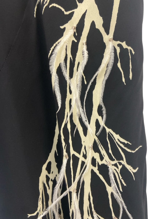 Halston Heritage Size 2 Black & Cream White Polyester Spaghetti Strap Dress Black & Cream White / 2