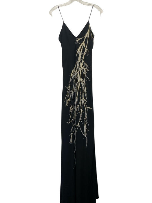 Halston Heritage Size 2 Black & Cream White Polyester Spaghetti Strap Dress Black & Cream White / 2