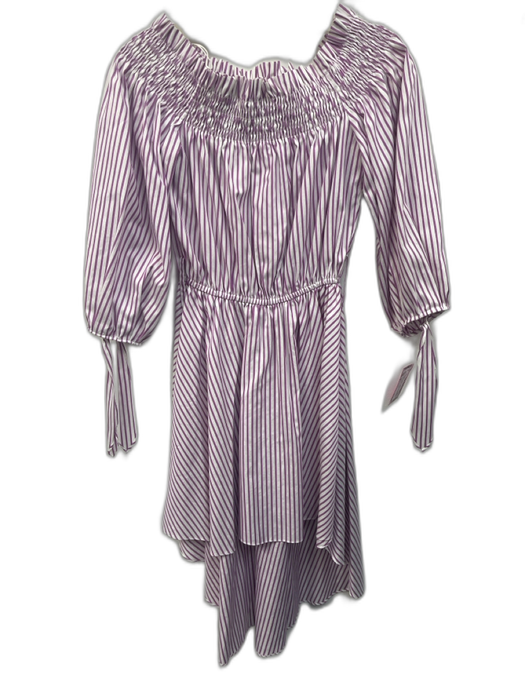 Caroline Constas Size S Purple & White Cotton Off Shoulder Long Sleeve Dress Purple & White / S