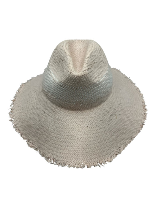 Nikki Beach Pale Pink & White Straw Wide Lapel Weave Wide Brim Raw Edge Hat Pale Pink & White / One Size