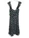 Veronica Beard Size 4 Black, Blue, White Silk Wrap Floral flounce straps Dress Black, Blue, White / 4