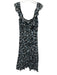 Veronica Beard Size 4 Black, Blue, White Silk Wrap Floral flounce straps Dress Black, Blue, White / 4