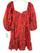 Cara Cara Size XS Cotton coral pink & multi Fruit Empire Waist Above Knee Dress Cotton / XS