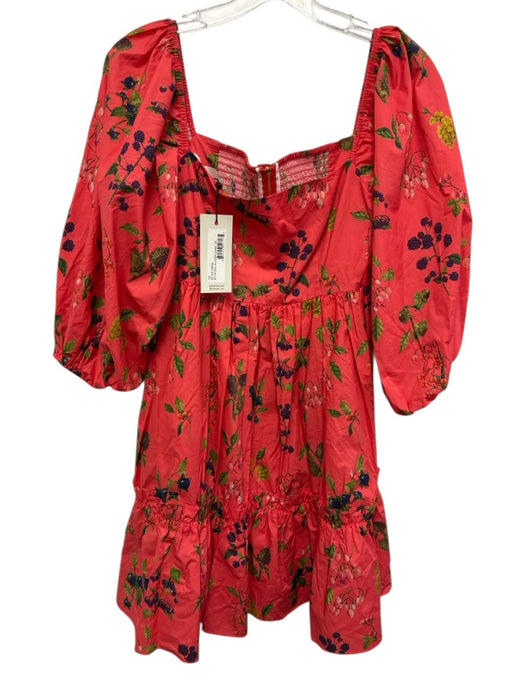 Cara Cara Size XS Cotton coral pink & multi Fruit Empire Waist Above Knee Dress Cotton / XS