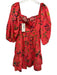 Cara Cara Size XS Cotton coral pink & multi Fruit Empire Waist Above Knee Dress Cotton / XS