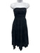 Anthropologie Size 0 Black Cotton Strapless Gathered Bust Midi Dress Black / 0