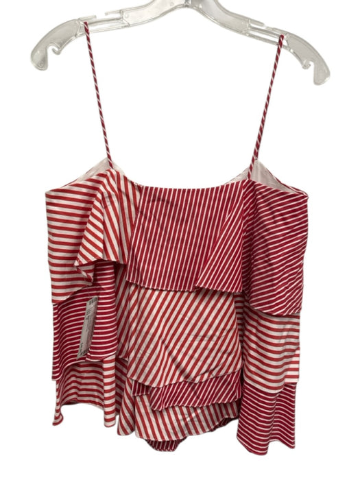 Milly Size S Red & White Stripe Spaghetti Strap Tiered Top Red & White / S