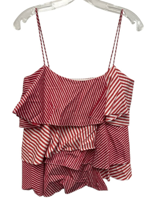 Milly Size S Red & White Stripe Spaghetti Strap Tiered Top Red & White / S