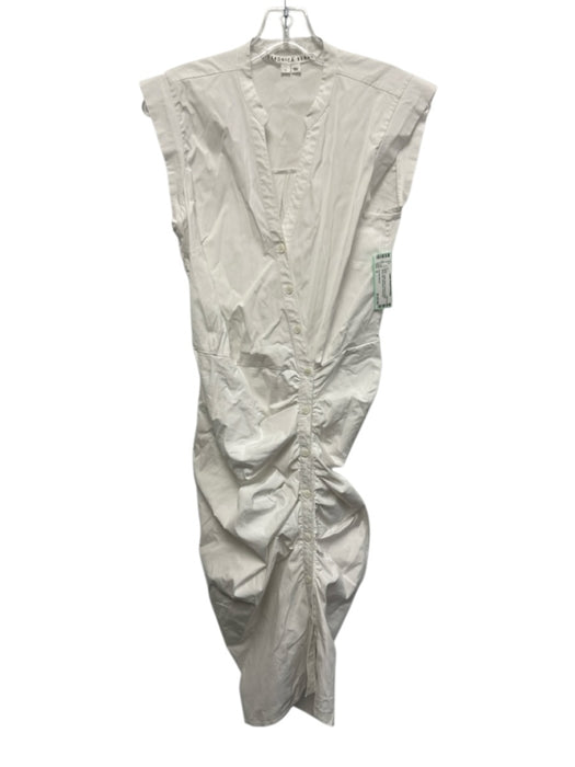 Veronica Beard Size 4 White Cotton Blend Ruched Button Down Midi Dress White / 4