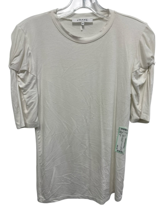 Frame Size S White Viscose Blend knotted detail short sleeve Top White / S