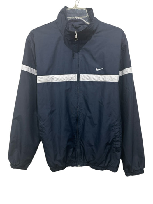Nike Size L Black & White Polyester Zipper Men's Jacket Black & White / L