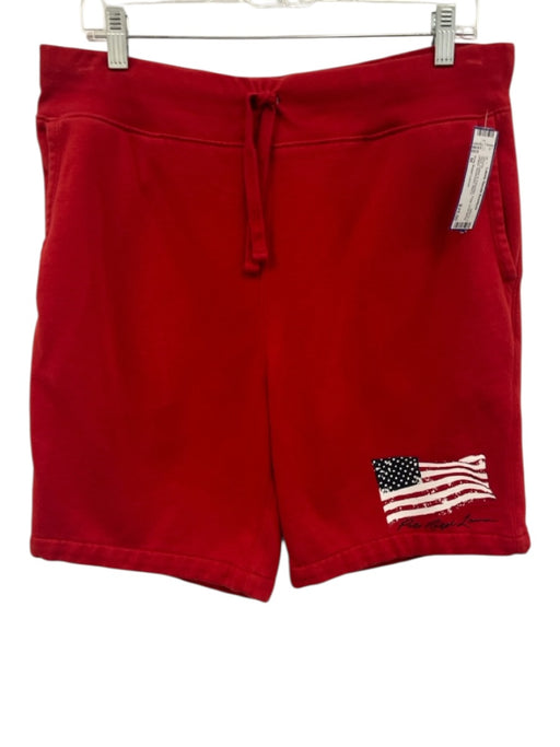 Polo Ralph Lauren Size M Red Cotton & Polyester Flag Drawstring Waist Shorts Red / M