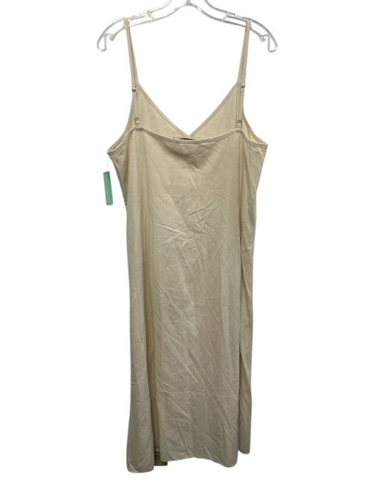 Jenny Kayne Size M Creme Raw Silk Spaghetti Strap V Neck Maxi Dress Creme / M